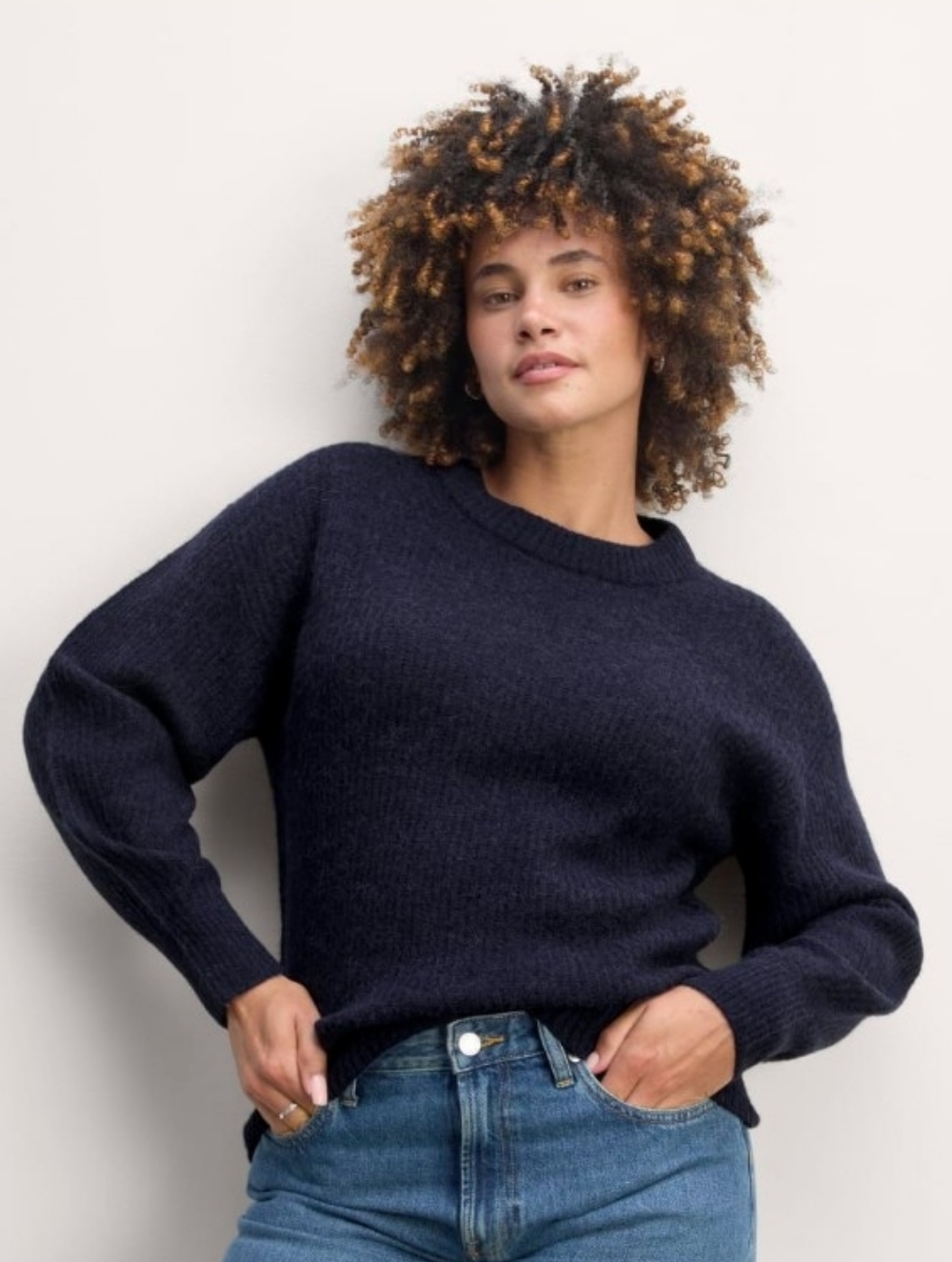 Everlane Alpaca Cocoon Crew in Navy Blue - Size Small - NWOT
